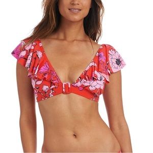Amavi ruffle floral swimsuit top L New